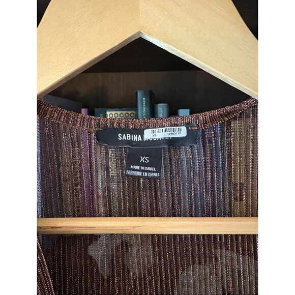 Sabina Musayev Carry Long Sleeve Bronze Metallic Tiered Midi Dress No Belt XS - Picture 7 of 11